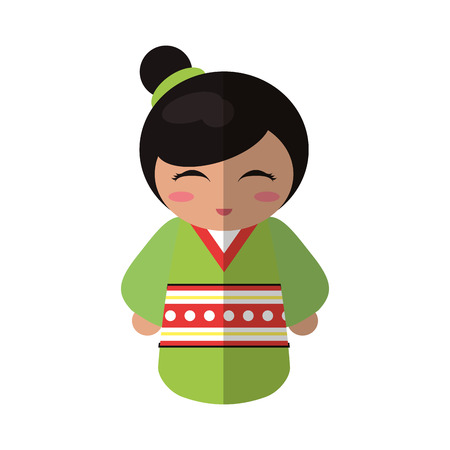 cute kokeshi doll traditional costume japanese vector illustration eps 10のイラスト素材