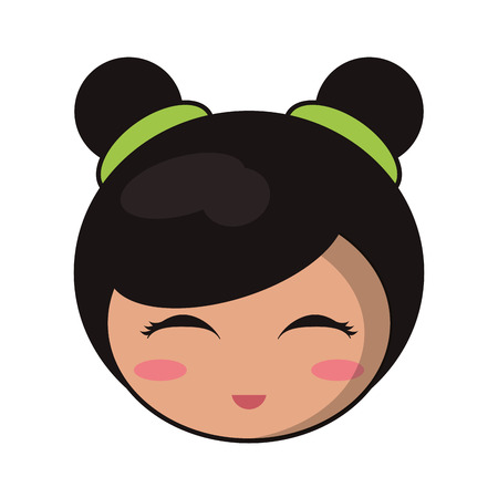 beauty face kokeshi girl japanese vector illustration eps 10のイラスト素材