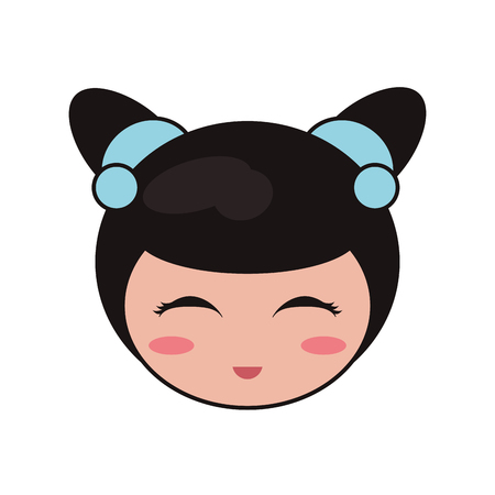 beauty face kokeshi girl japanese vector illustration eps 10のイラスト素材