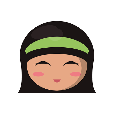 beauty face kokeshi girl japanese vector illustration eps 10のイラスト素材