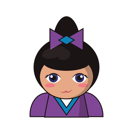portrait doll kokeshi lovely vector illustration eps 10のイラスト素材