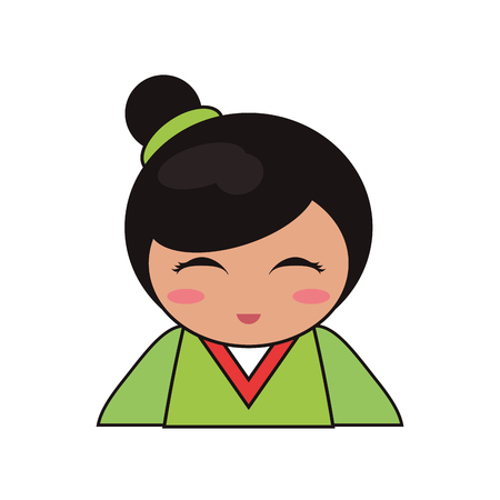 portrait doll kokeshi lovely vector illustration eps 10のイラスト素材