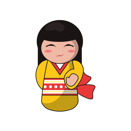 cute kokeshi doll tradition japanese vector illustration eps 10のイラスト素材