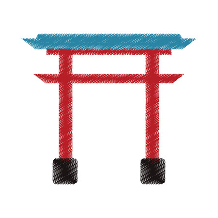 drawing gate landmark japanese vector illustration eps 10のイラスト素材