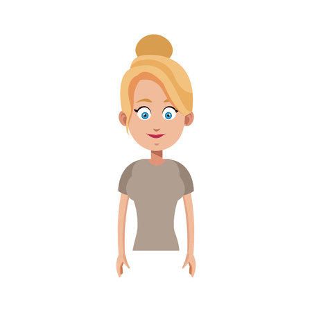 happy woman cartoon icon over white background. colorful design. vector illustrationのイラスト素材