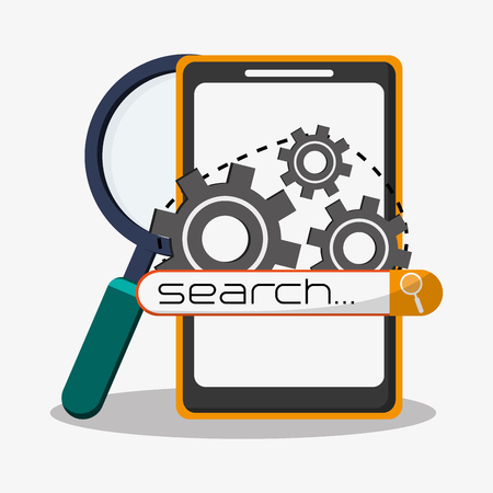 cellphone with search in web related icons image vector illustration designのイラスト素材