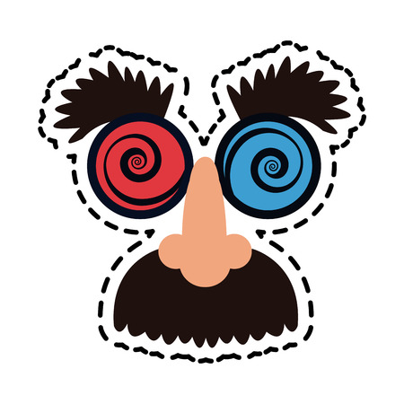 crazy googly eyes with nose and mustache toy costume icon image vector illustration designのイラスト素材