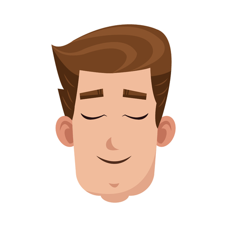 happy man face cartoon icon over white background. colorful design. vector illustrationのイラスト素材