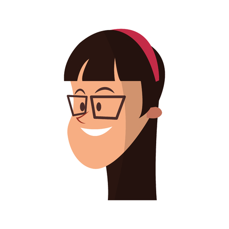 girl with glasses, cartoon icon over white background. colorful design. vector illustrationのイラスト素材