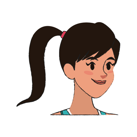 girl smiling cartoon icon over white background. colorful design. vector illustrationのイラスト素材