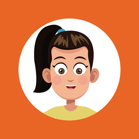 cartoon girl child avatar vector illustrationのイラスト素材
