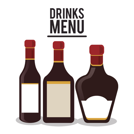 bottle label set alcohol icon. drinks and menu design. Colorfull and isolated illustrationのイラスト素材