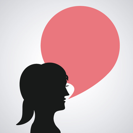 Communication represented by female person with bubble  design, isolated and flat  backgroundのイラスト素材
