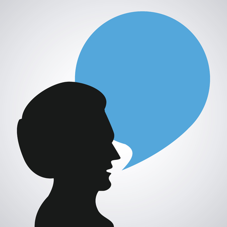 Communication represented by male person with bubble  design, isolated and flat backgroundのイラスト素材