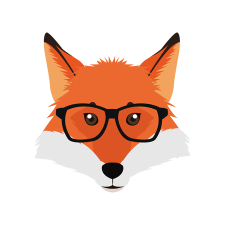 fox with glasses icon over white background. hipster style concept. colorful design. vector illustrationのイラスト素材