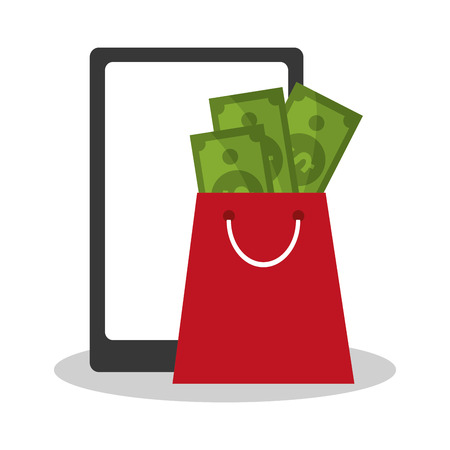 smartphone and shopping and sale related icons over white background. colorful design. vector illustrationのイラスト素材