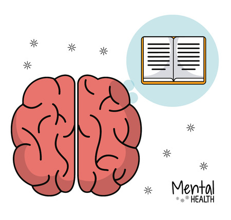 mental health brain book learn design vector illustration eps 10のイラスト素材