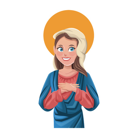 virgin mary, cartoon icon over white background. colorful design. vector illustrationのイラスト素材