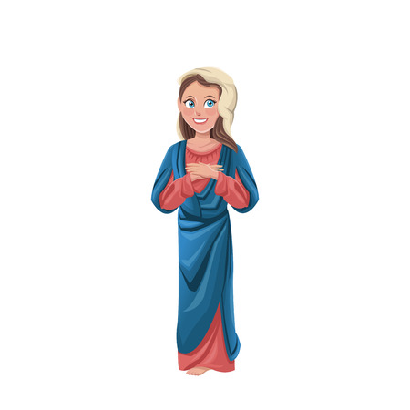 virgin mary, cartoon icon over white background. colorful design. vector illustrationのイラスト素材