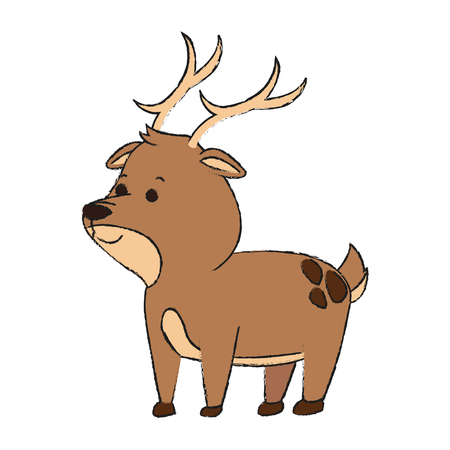 cute deer animal, cartoon icon over white background. vector illustrationのイラスト素材