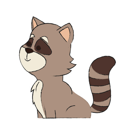 cute raccoon animal, cartoon icon over white background.のイラスト素材