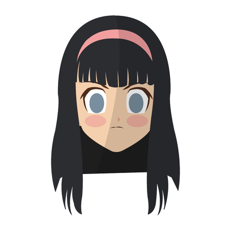 anime girl face icon over white background. colorful design. vector illustrationのイラスト素材