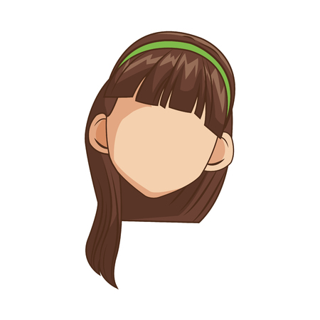 anime girl face icon over white background. colorful design. vector illustrationのイラスト素材