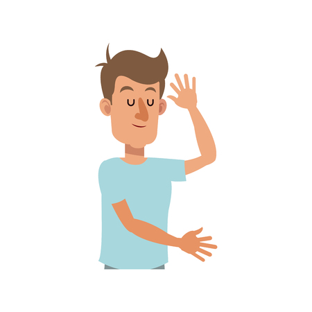 Man with rest position, cartoon icon over white background. colorful design. vector illustrationのイラスト素材
