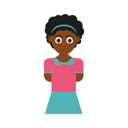 happy girl wearing pink and blue shirt, cartoon icon over white background. colorful design. vector illustrationのイラスト素材