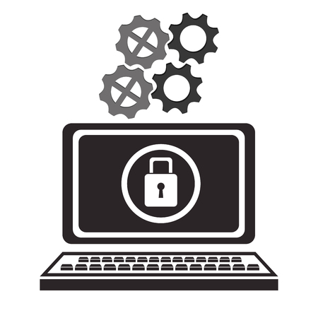 cyber security technology data padlock protectionのイラスト素材