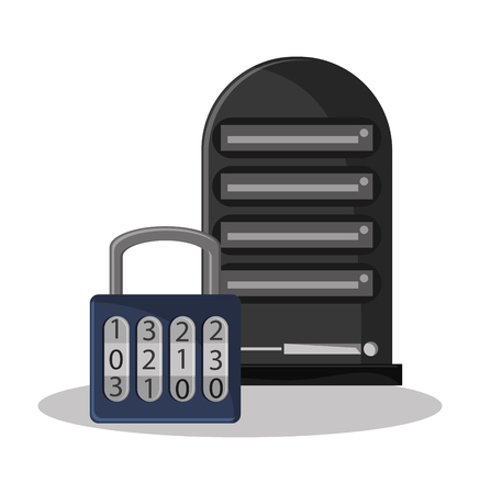 cyber security data server padlock systemのイラスト素材