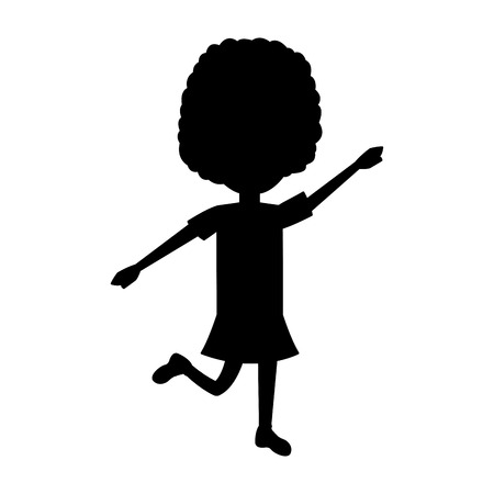 Silhouette of a young girl with stretched arms dancing icon image vector illustration designのイラスト素材