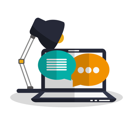 computer with instant messaging related icons image  vector illustration designのイラスト素材