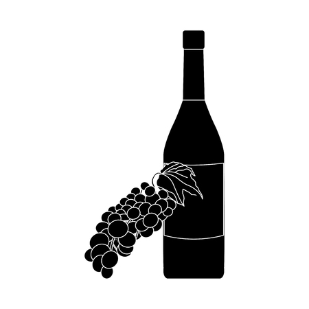 wine bottle and grapes icon image vector illustration designのイラスト素材