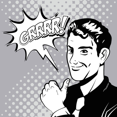 Man bubble speech comic style pop art vector illustration eps 10.のイラスト素材