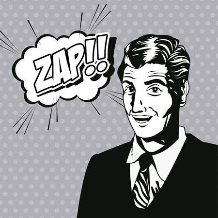 Man zap bubble speech style pop art vector illustration eps 10のイラスト素材