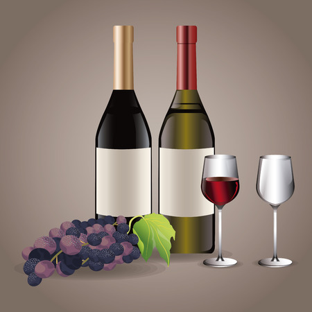 Bottle wine glass cups drink image vector illustration eps 10.のイラスト素材