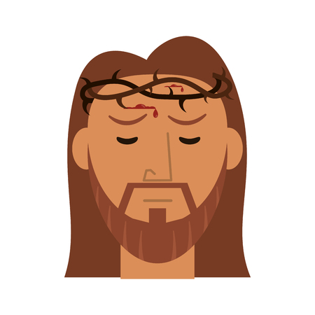 face jesus christ with crown thorns vector illustration eps 10のイラスト素材
