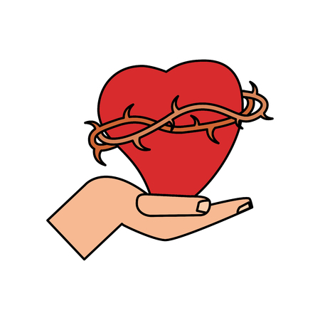 hand with sac heart catholicism vector illustration eps 10のイラスト素材