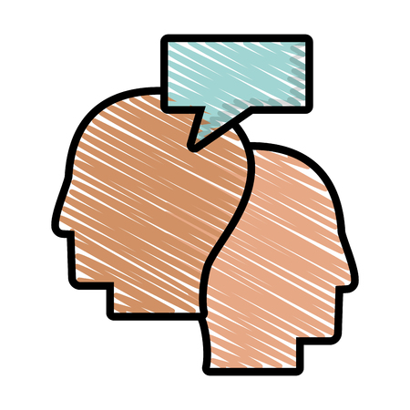 drawing profile head dialog talking vector illustration eps 10のイラスト素材