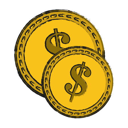money coins icon over white background. vector illustrationのイラスト素材