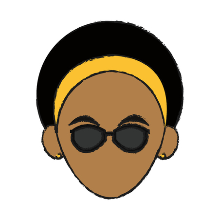 woman with sunglasses, cartoon icon over white background. vector illustrationのイラスト素材