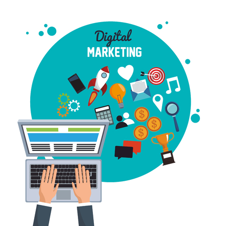 digital marketing online target objetiveのイラスト素材