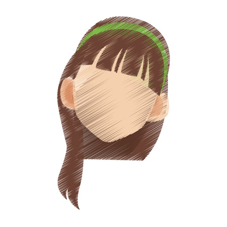 head of woman with long straight hair cartoon icon image vector illustration designのイラスト素材
