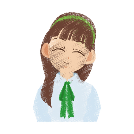 happy cute young girl icon image vector illustration designのイラスト素材