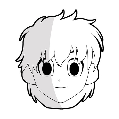 Plain  young girl with short scruffy hair anime or manga icon image vector illustration designのイラスト素材