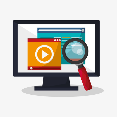 computer with web search related icons image vector illustration designのイラスト素材