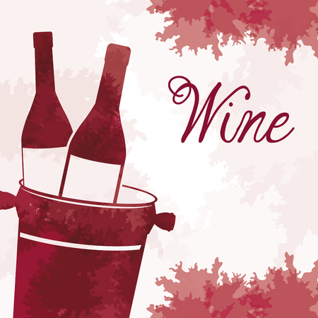 Wine bottles with bucket vintage image vector illustrationのイラスト素材