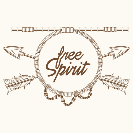 free spirit arrows rustic emblem boho vector illustration eps 10のイラスト素材