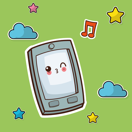 smartphone winking image vector illustrationのイラスト素材